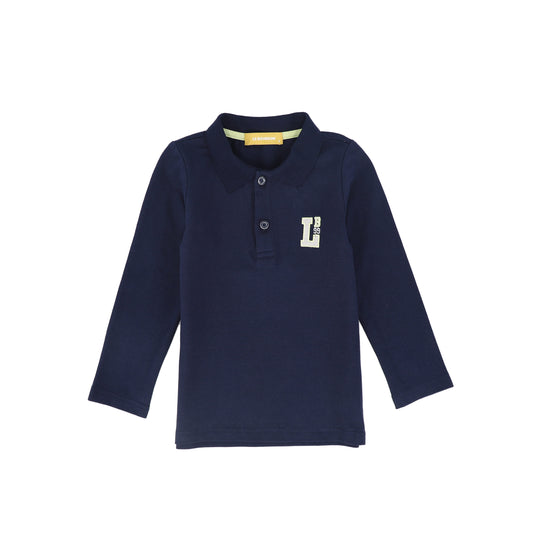 LE BOURDON NAVY LETTER PATCH LS POLO