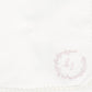 BEBE JOLEE WHITE/PINK EMBROIDERED TRIM BLANKET
