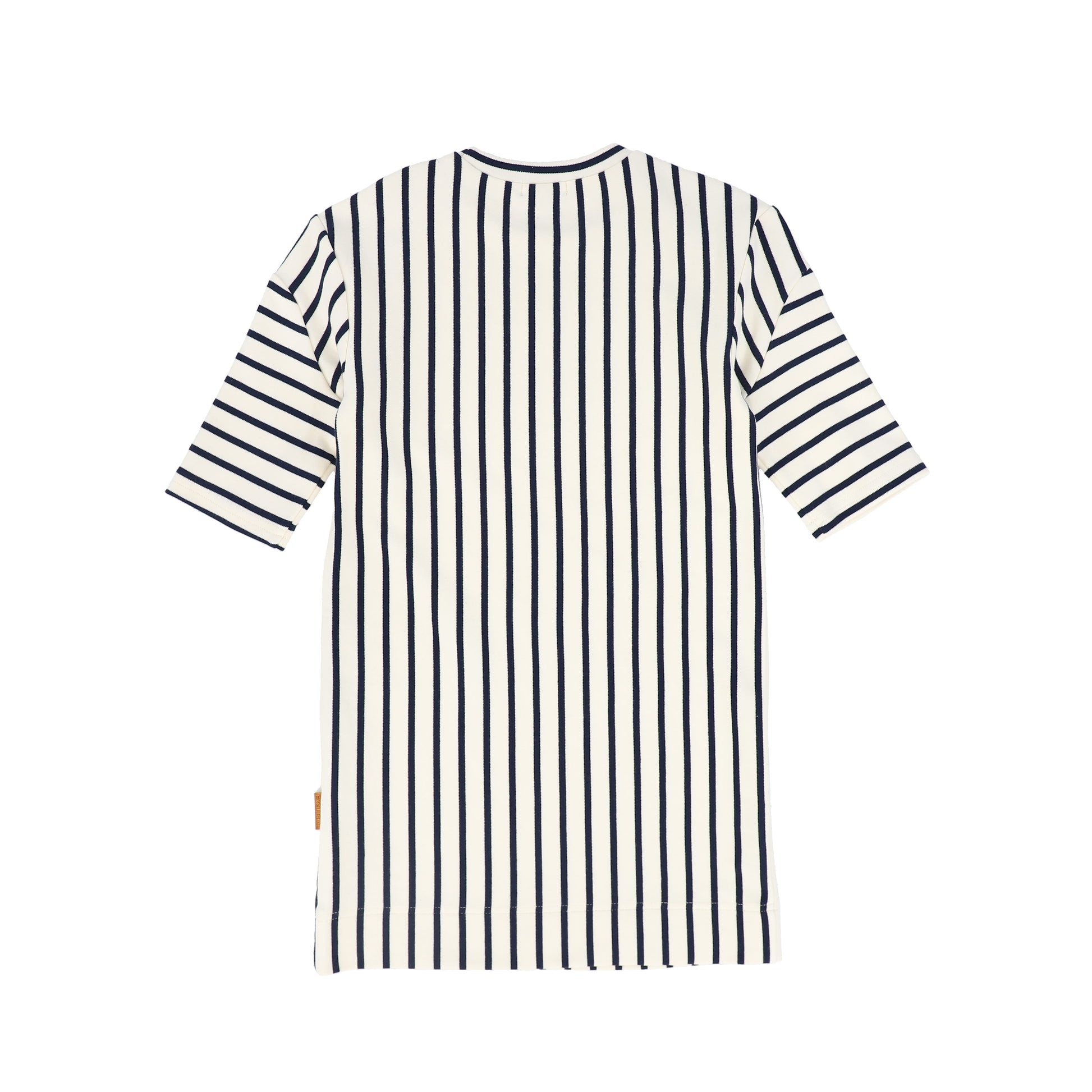 Navy Script Striped 3/4 Sleeve T-shirt Dress Navy Script Striped 3/4 Sleeve T-shirt Dress