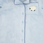 BEBE JOLEE BLUE EMBROIDERED POCKET TRIM PAJAMAS