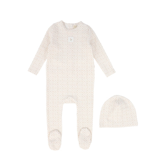 BEBE JOLEE PINK FLORAL LATTICE FOOTIE