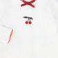BEBE JOLEE IVORY CHERRY EMBROIDERED SCALLOP FOOTIE