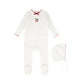 BEBE JOLEE IVORY CHERRY EMBROIDERED SCALLOP FOOTIE