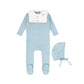BEBE JOLEE LIGHT BLUE EMBROIDERED BIB COLLAR FOOTIE
