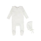 BEBE JOLEE WHITE VELOUR BIB COLLAR FOOTIE
