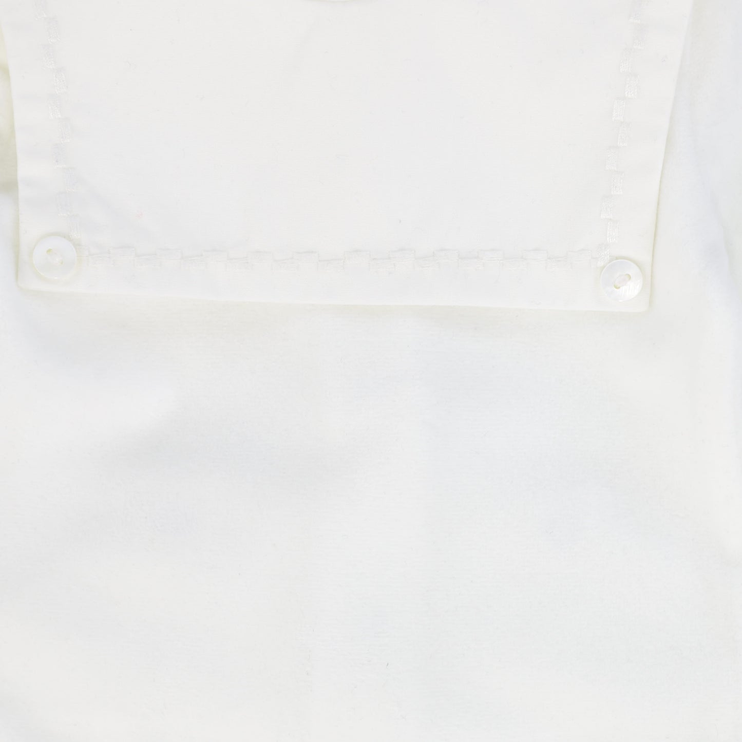 BEBE JOLEE WHITE VELOUR BIB COLLAR FOOTIE