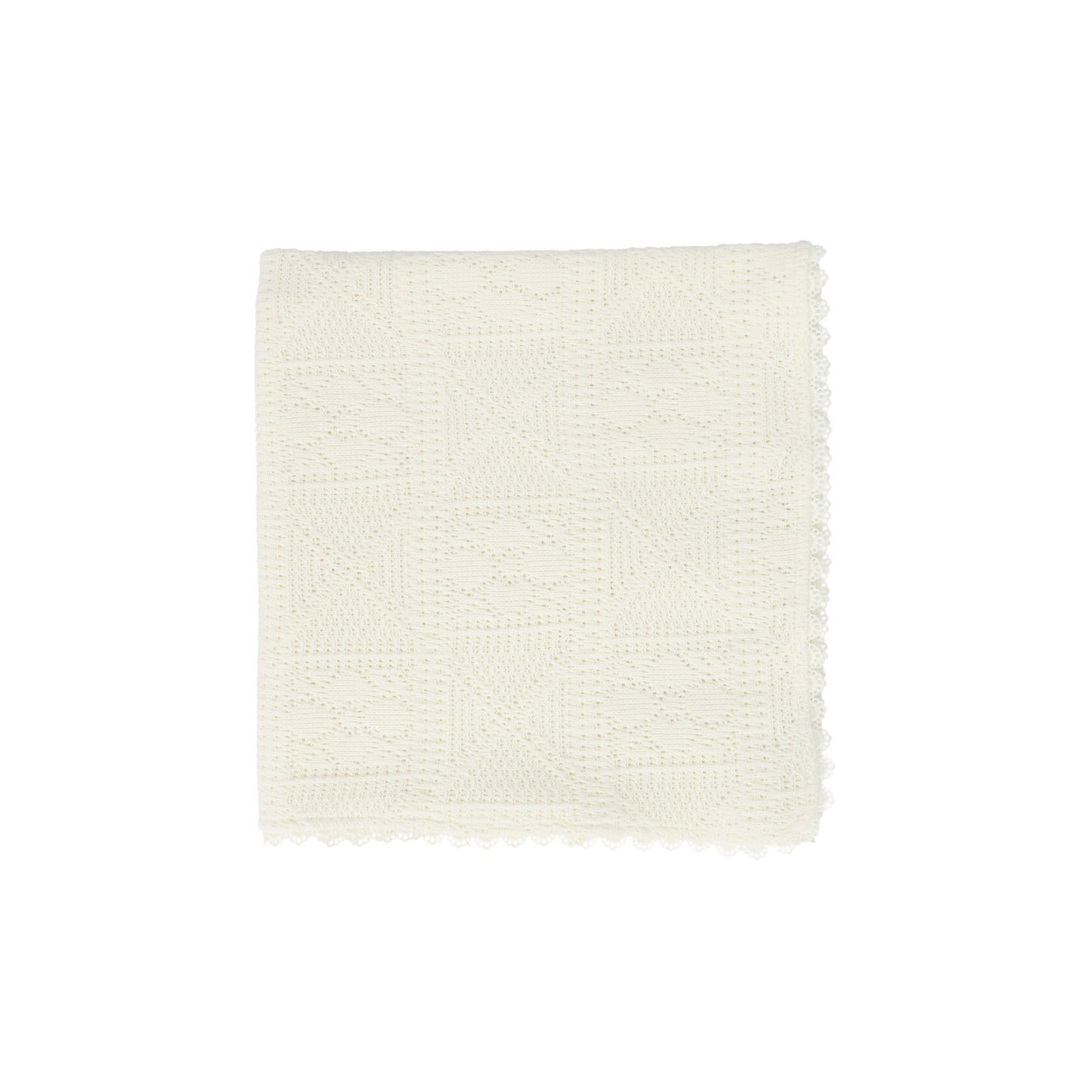 BEBE JOLEE IVORY POINTELLE LACE BLANKET AND BONNET SET