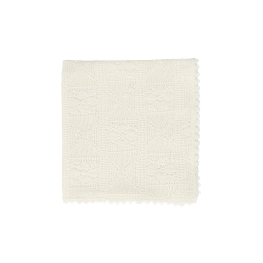BEBE JOLEE IVORY POINTELLE LACE BLANKET AND BONNET SET
