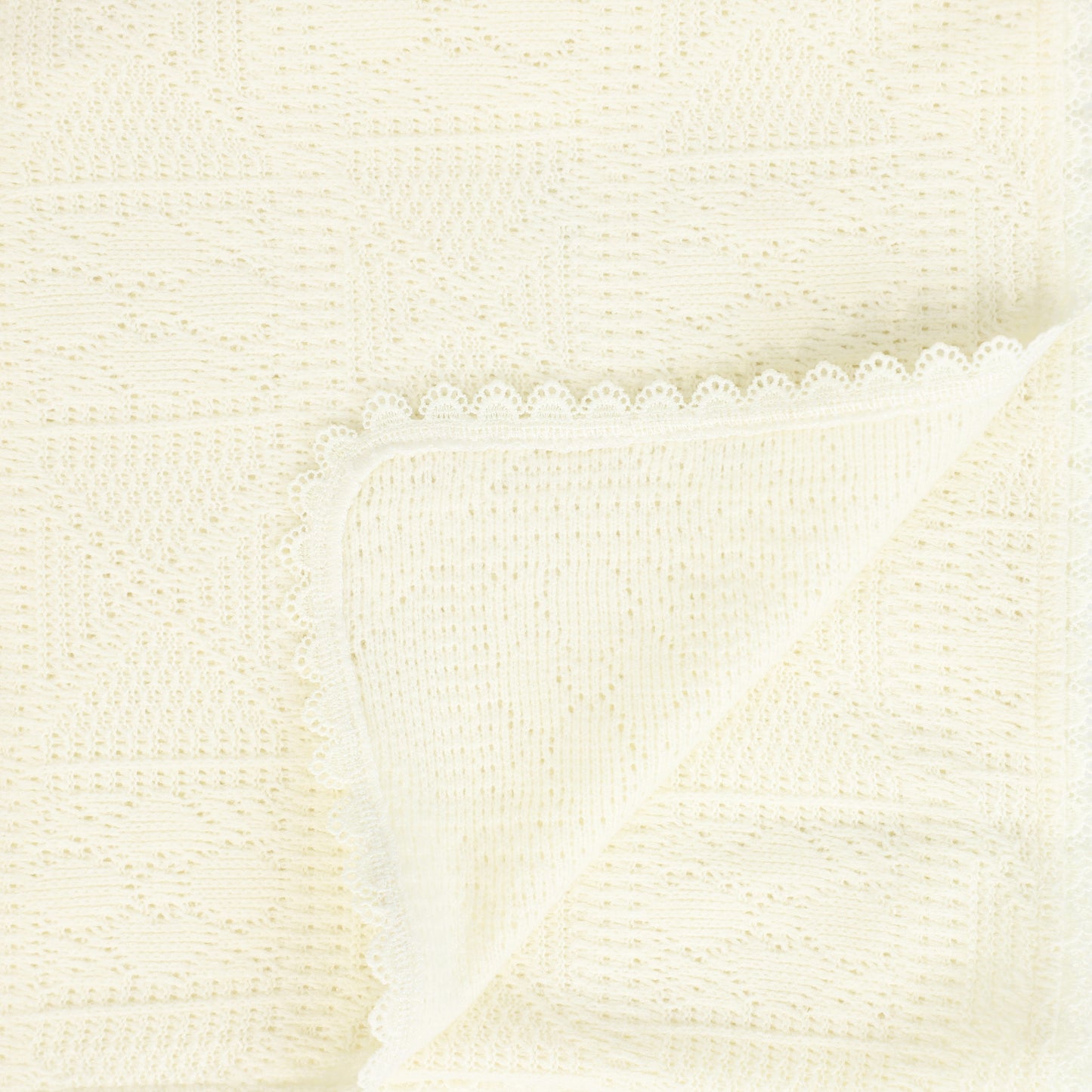 BEBE JOLEE IVORY POINTELLE LACE BLANKET AND BONNET SET