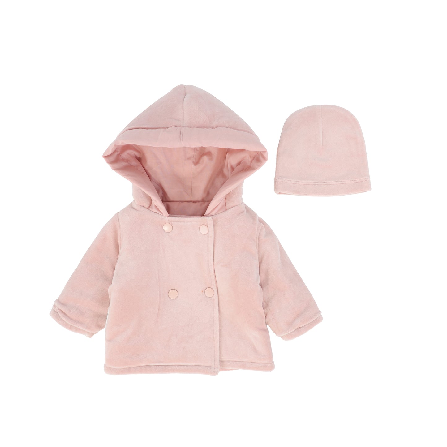 BEBE JOLEE PINK VELOUR BUTTON JACKET