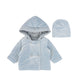 BEBE JOLEE LIGHT BLUE VELOUR BUTTON JACKET