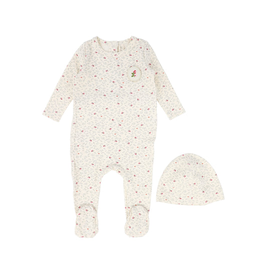 BEBE JOLEE PINK FLORAL SEAMED FOOTIE