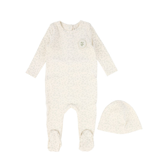 BEBE JOLEE SAGE FLORAL SEAMED FOOTIE