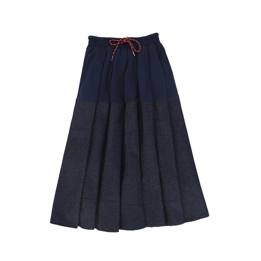 VALENTINA NAVY PLEATED SWEATSHIRT SKIRT