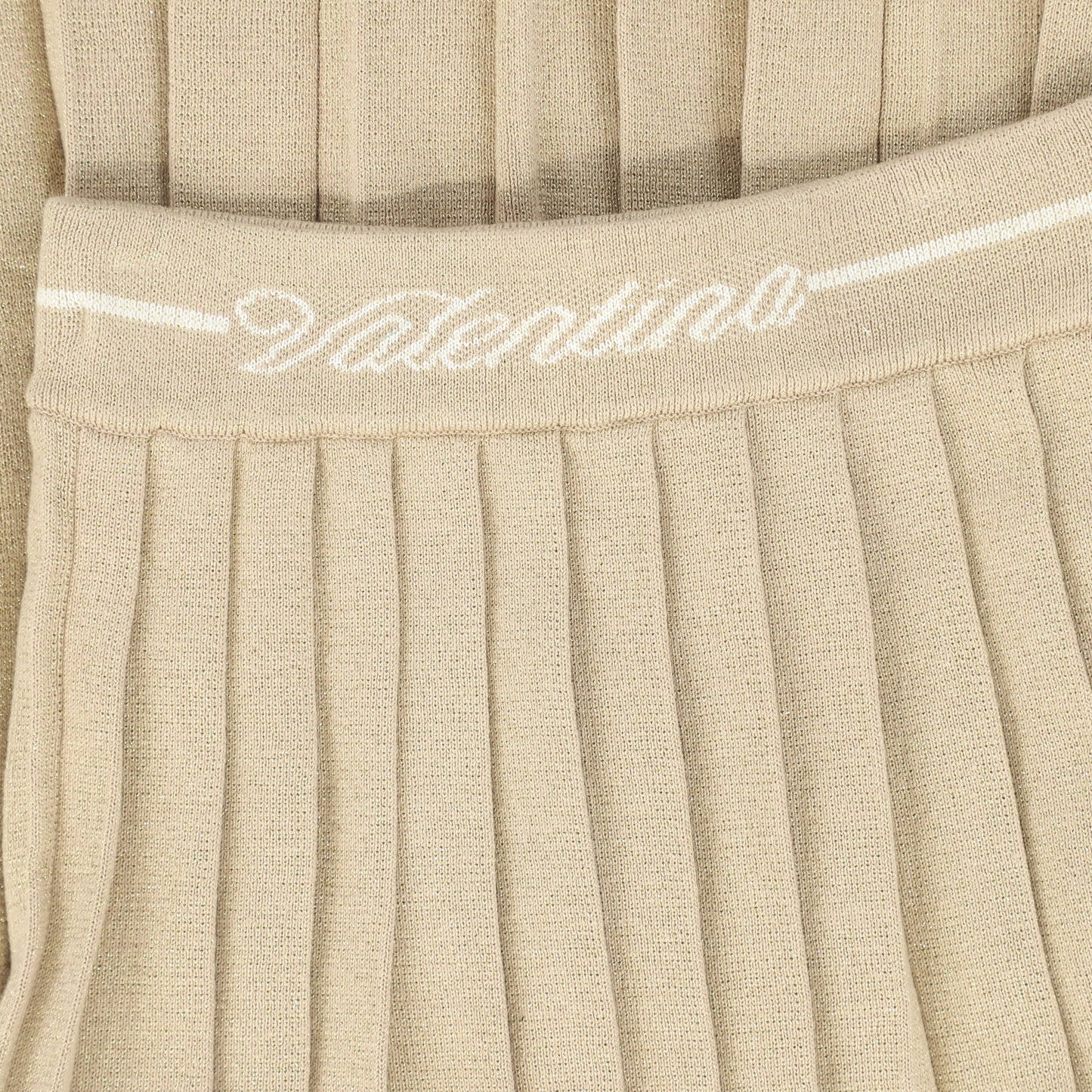 VALENTINA GOLD METALLIC PLEATED KNIT SKIRT