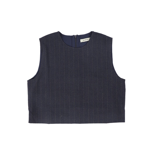 VALENTINA NAVY PINSTRIPE WOOL VEST