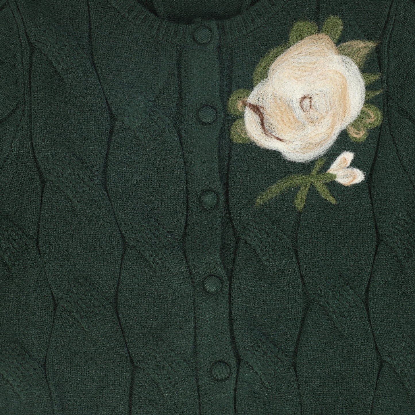 VALENTINA GREEN PAINTED CABLE KNIT CARDIGAN
