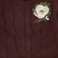 VALENTINA BURGUNDY PAINTED CABLE KNIT CARDIGAN