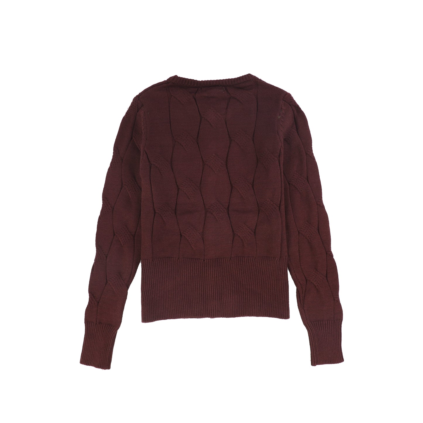 VALENTINA BURGUNDY PAINTED CABLE KNIT CARDIGAN