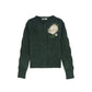 VALENTINA GREEN PAINTED CABLE KNIT CARDIGAN