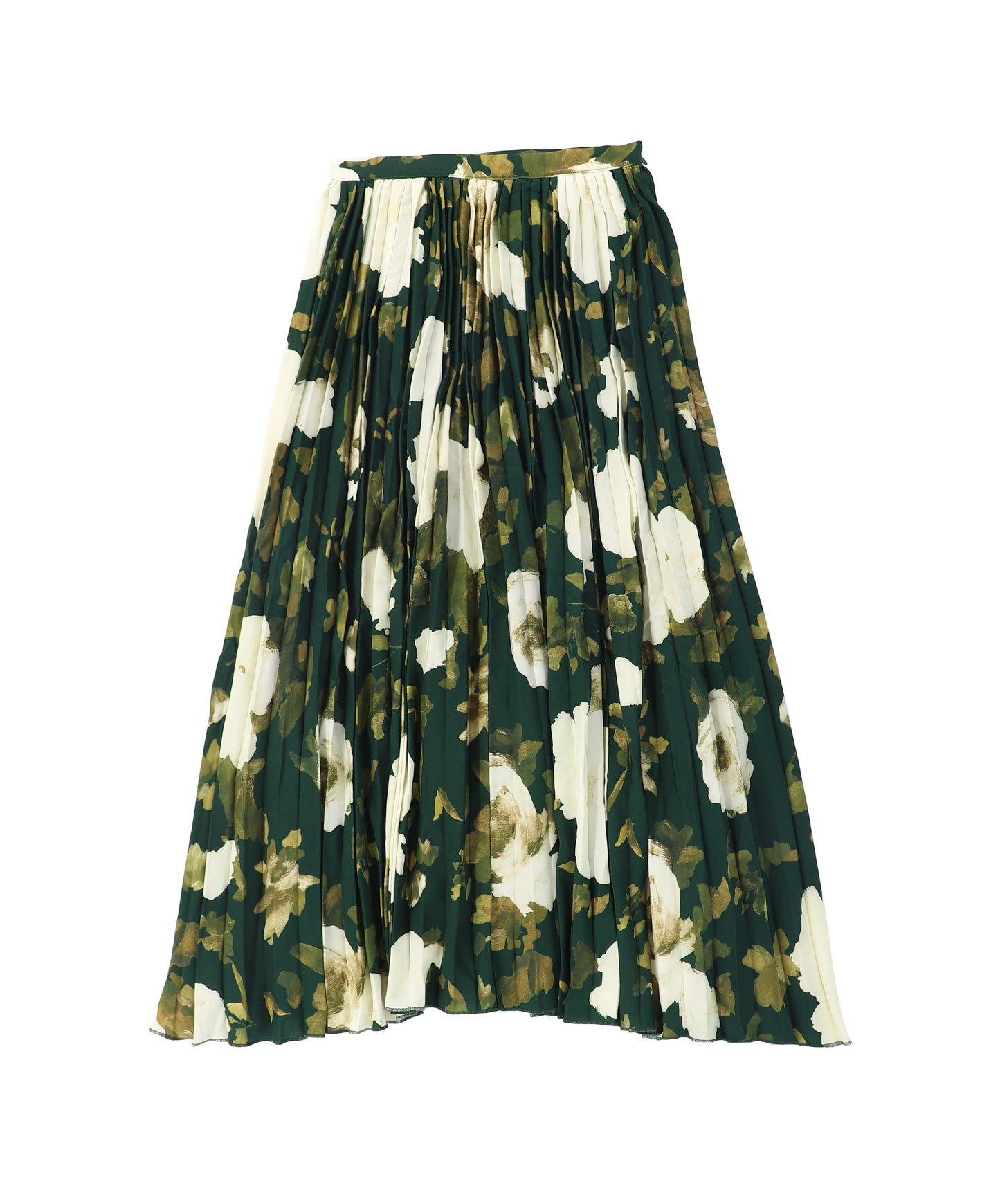 VALENTINA GREEN PAINTED ACCORDION PLEAT SKIRT
