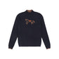 VALENTINA NAVY HORSE PRINT KNIT TURTLENECK