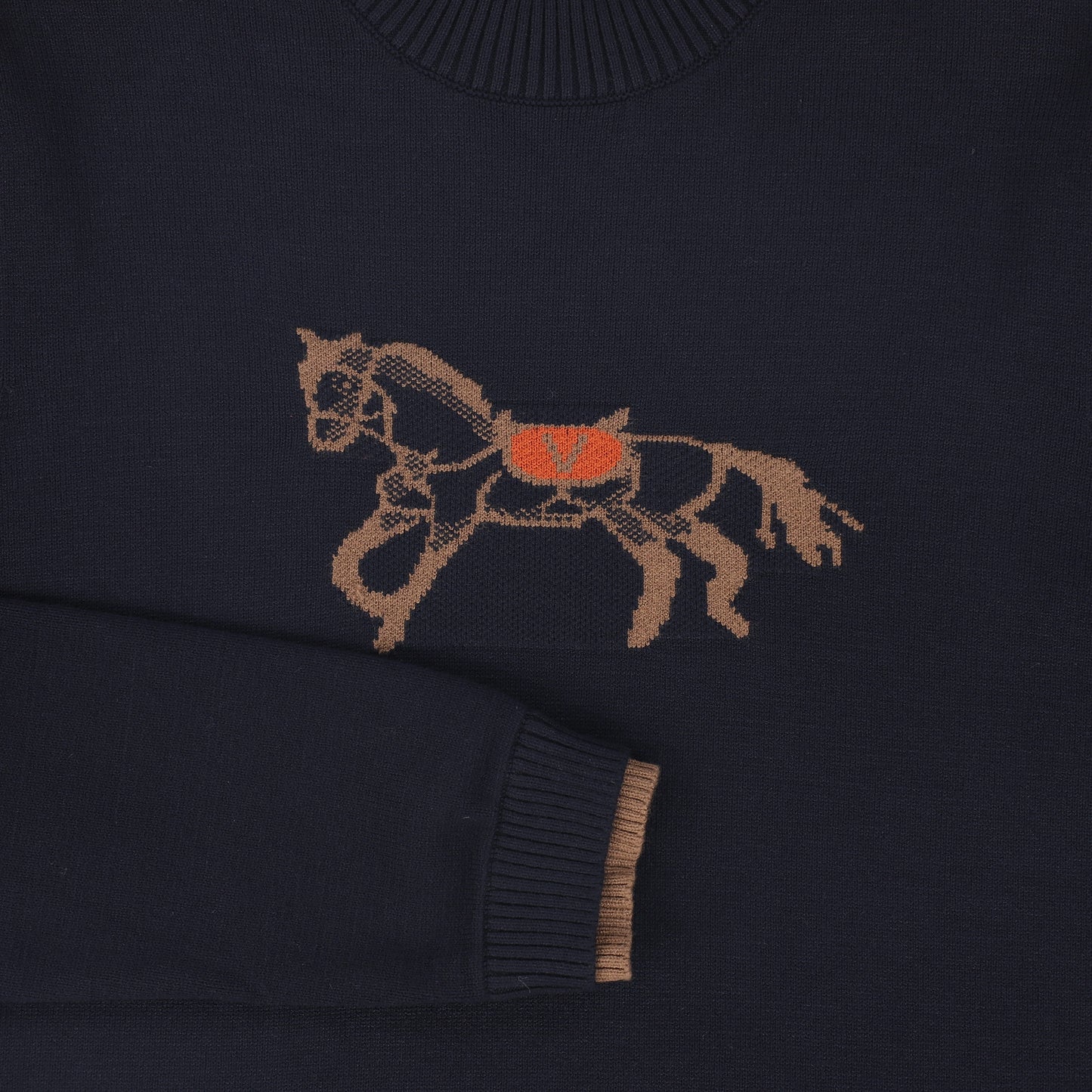 VALENTINA NAVY HORSE PRINT KNIT TURTLENECK
