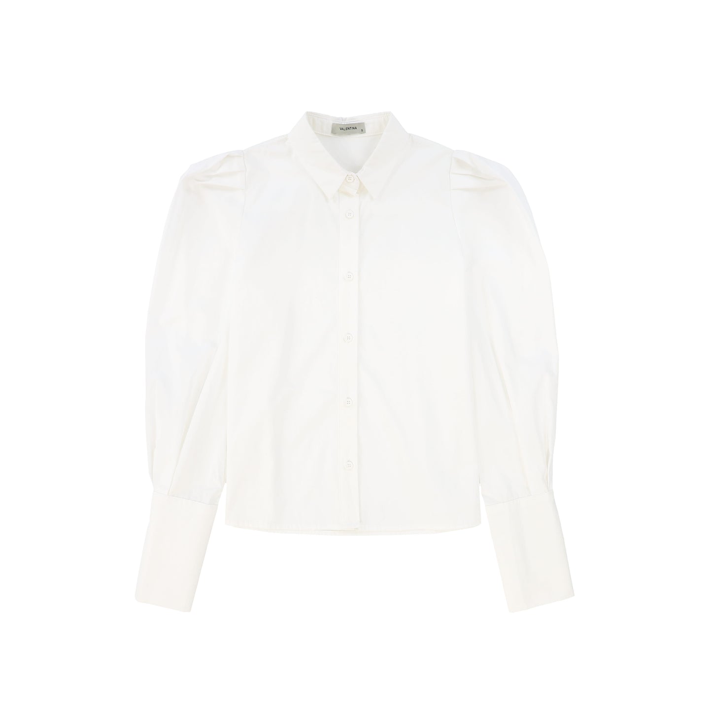 VALENTINA WHITE BLOUSON SLEEVE BUTTON DOWN BLOUSE