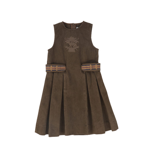 BACE COLLECTION BROWN DENIM EMBROIDERED PLEAT JUMPER