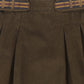 BACE COLLECTION BROWN DENIM EMBROIDERED PLEAT SKIRT