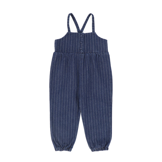 BACE COLLECTION BLUE DENIM PINSTRIPE OVERALLS