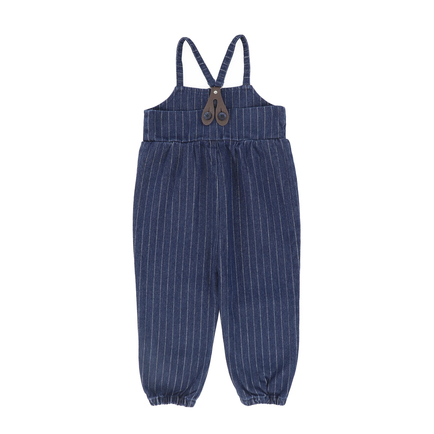 BACE COLLECTION BLUE DENIM PINSTRIPE OVERALLS