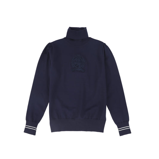 VALENTINA NAVY SHERPA EMBLEM TURTLENECK