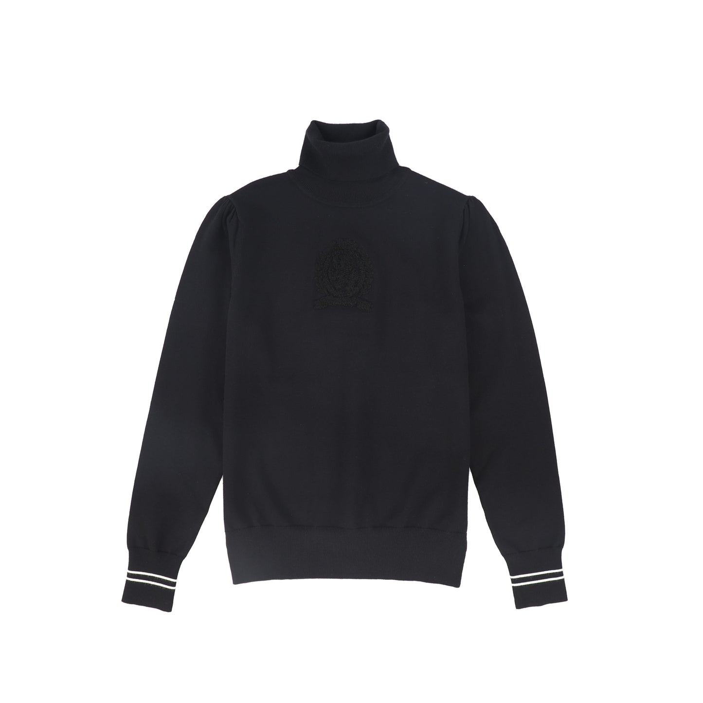 VALENTINA BLACK SHERPA EMBLEM TURTLENECK