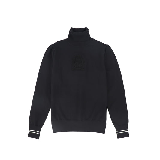 VALENTINA BLACK SHERPA EMBLEM TURTLENECK