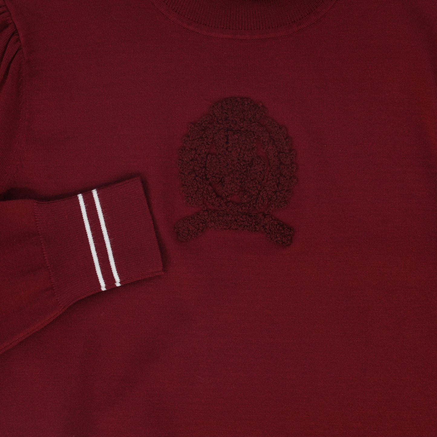 VALENTINA BURGUNDY SHERPA EMBLEM TURTLENECK