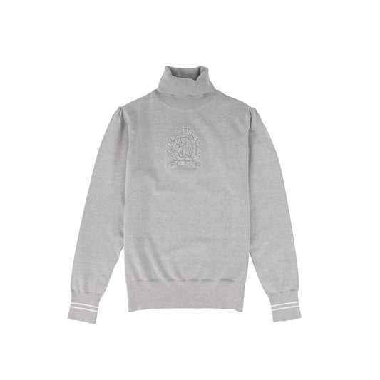 VALENTINA CHARCOAL SHERPA EMBLEM TURTLENECK
