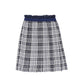 BACE COLLECTION NAVY CHECKED GATHERED PLEAT SKIRT
