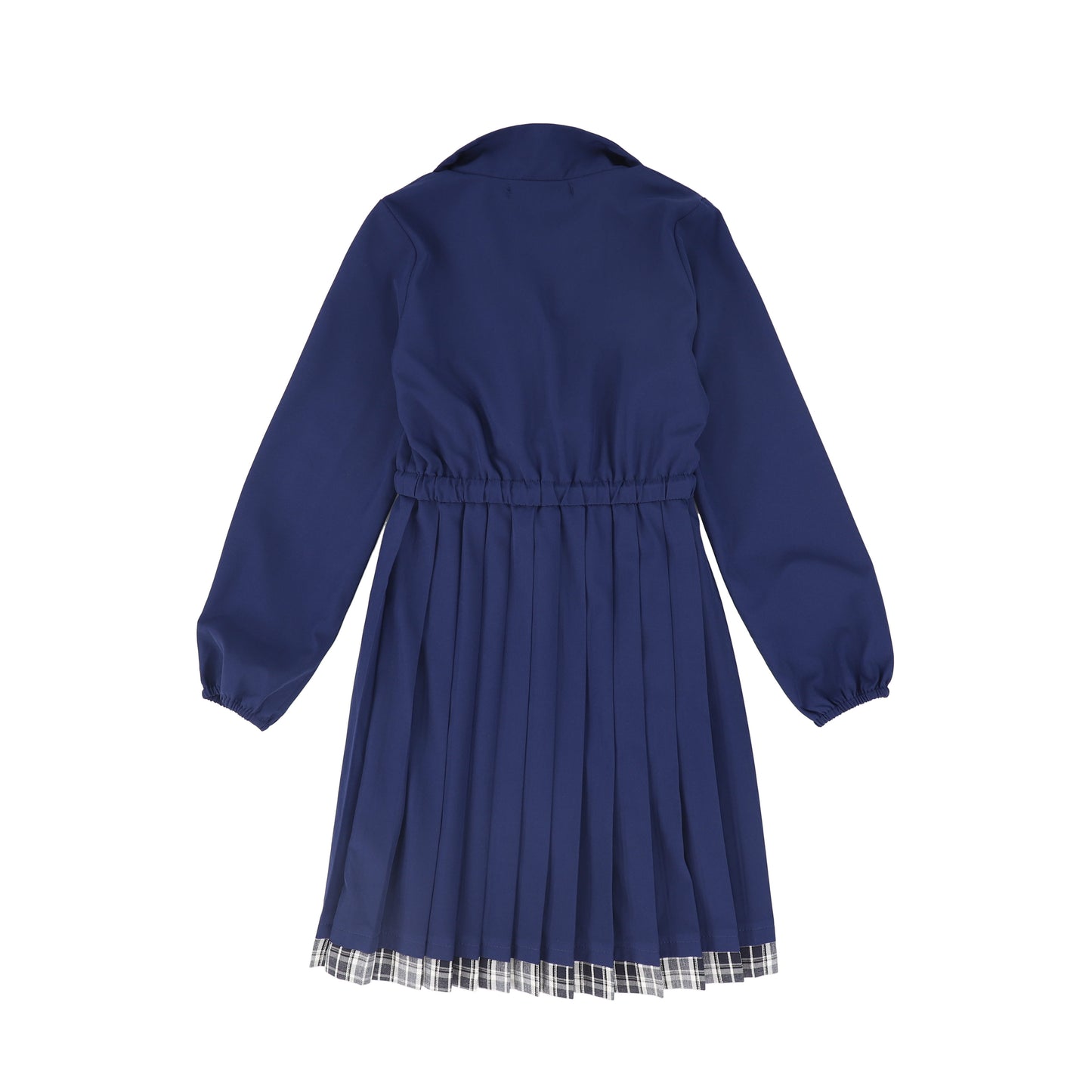 BACE COLLECTION NAVY CHECKED HALF ZIP PLEAT DRESS