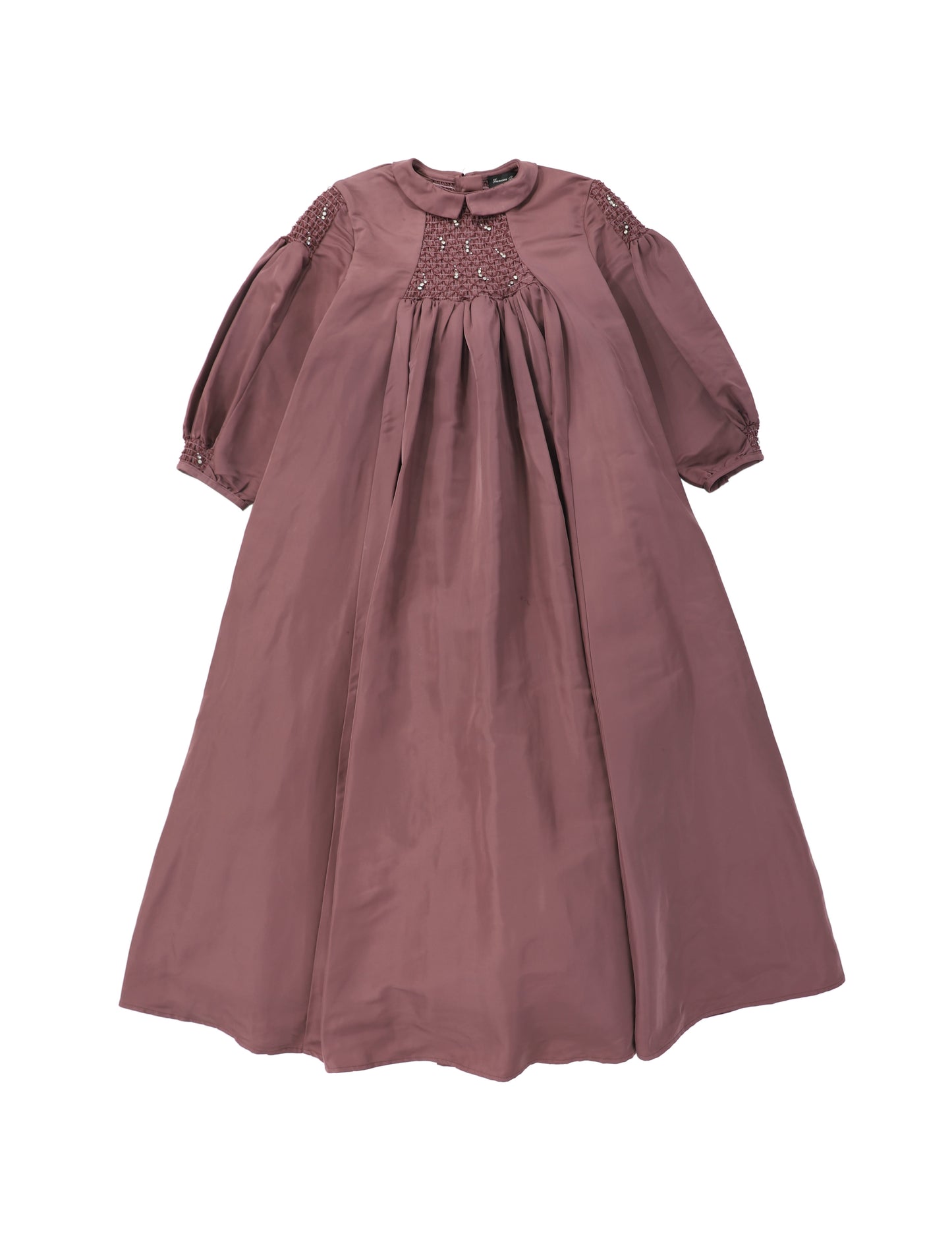 FRANCESCA GUILIANO PURPLE TAFFETA SMOCKED COLLAR GOWN