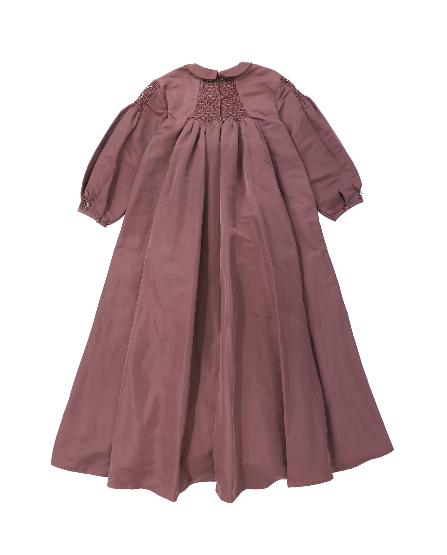 FRANCESCA GUILIANO PURPLE TAFFETA SMOCKED COLLAR GOWN