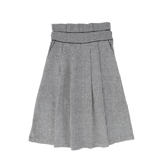 VALENTINA BLACK/WHITE HOUNDSTOOTH PLEATED TRIM SKIRT