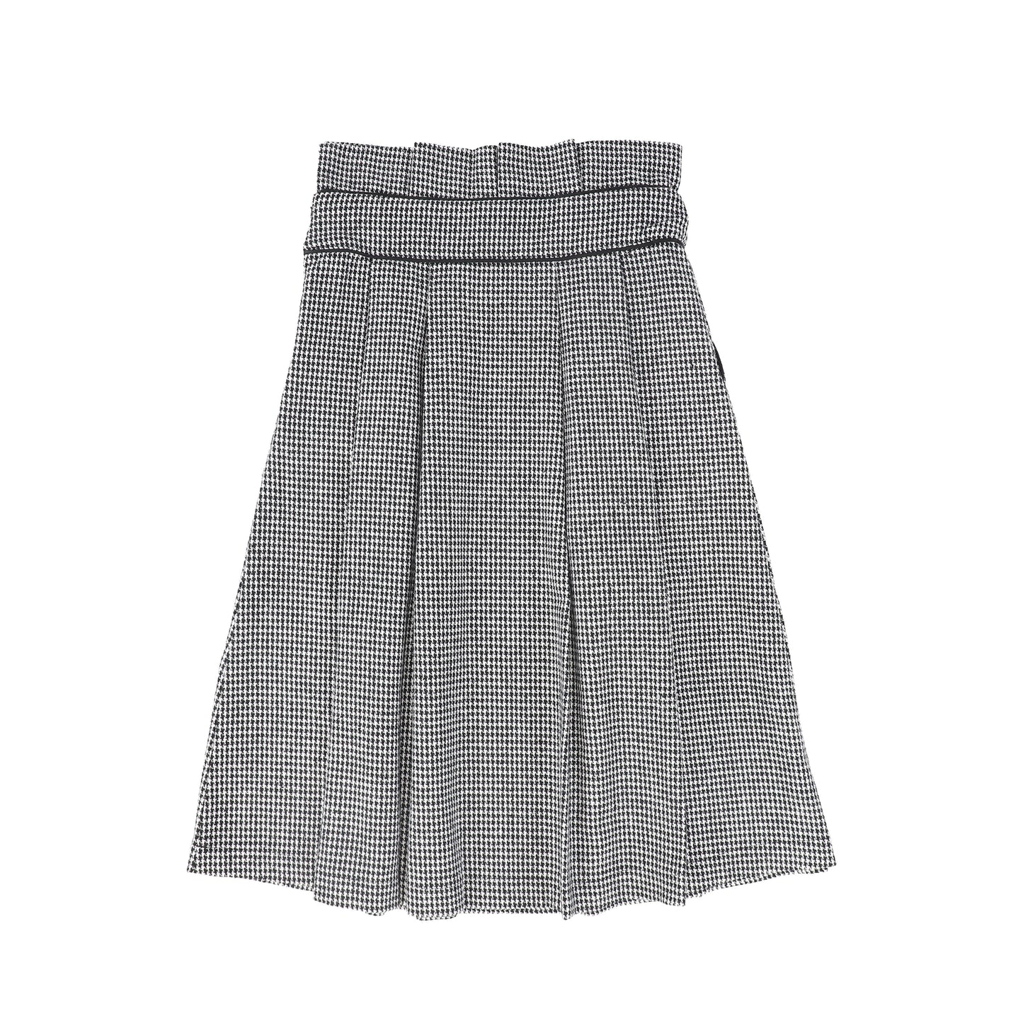 VALENTINA BLACK/WHITE HOUNDSTOOTH PLEATED TRIM SKIRT