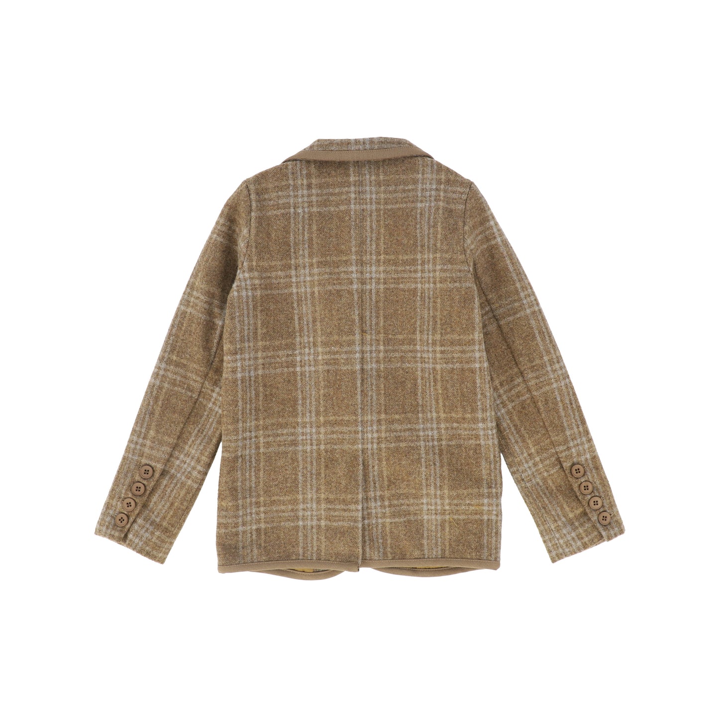 LE BOURDON CAMEL PLAID PRINT BLAZER