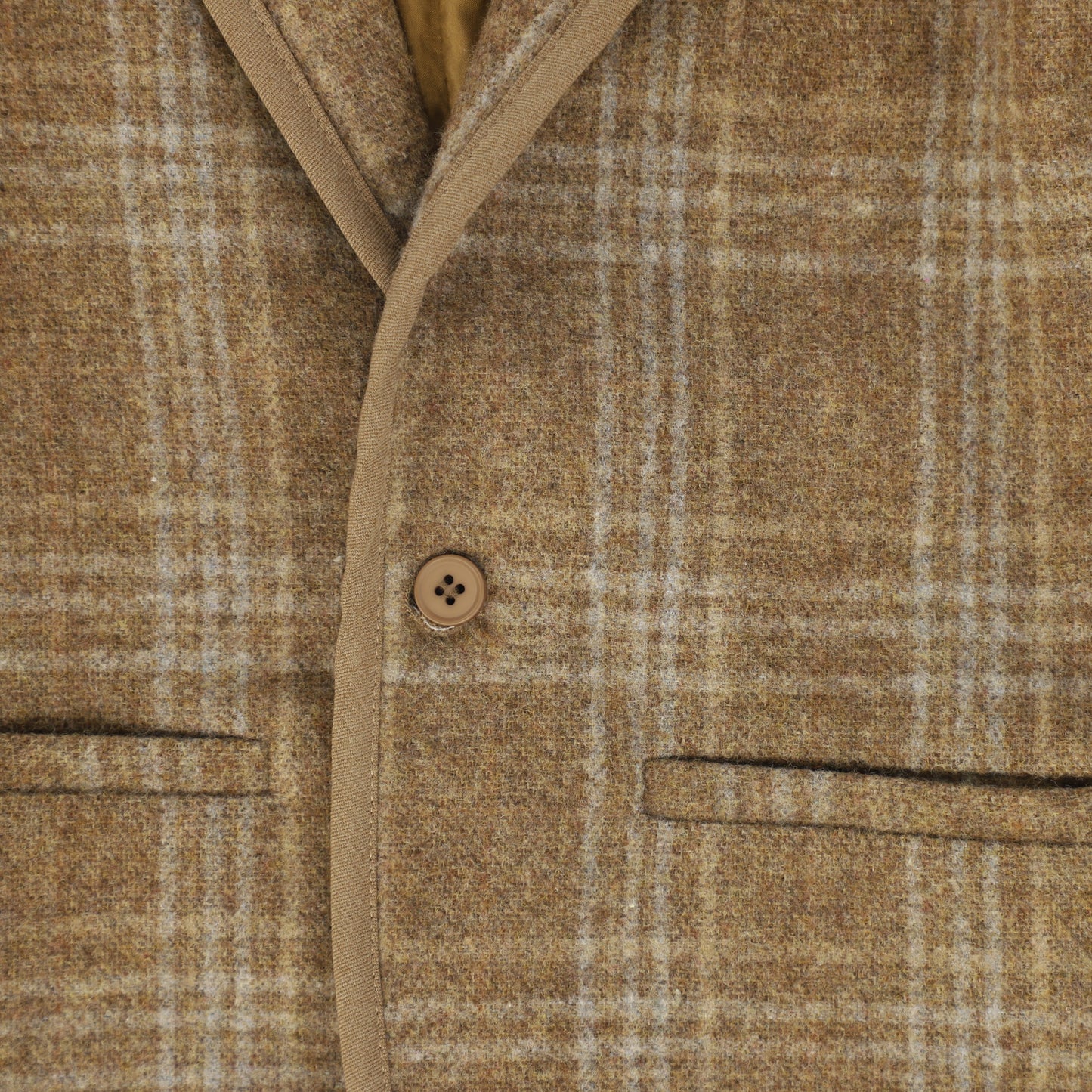 LE BOURDON CAMEL PLAID PRINT BLAZER