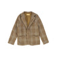 LE BOURDON CAMEL PLAID PRINT BLAZER