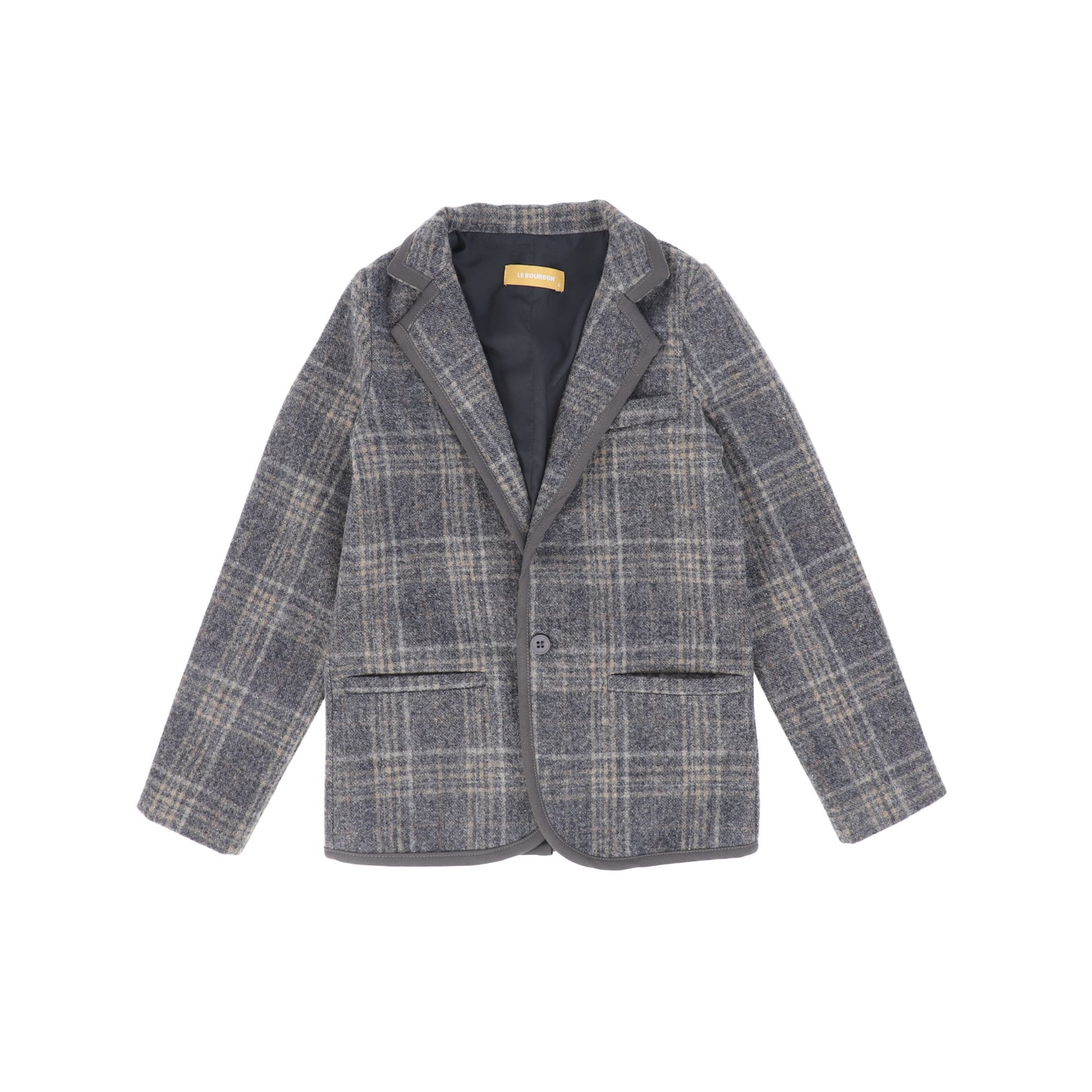 LE BOURDON GREY PLAID PRINT BLAZER