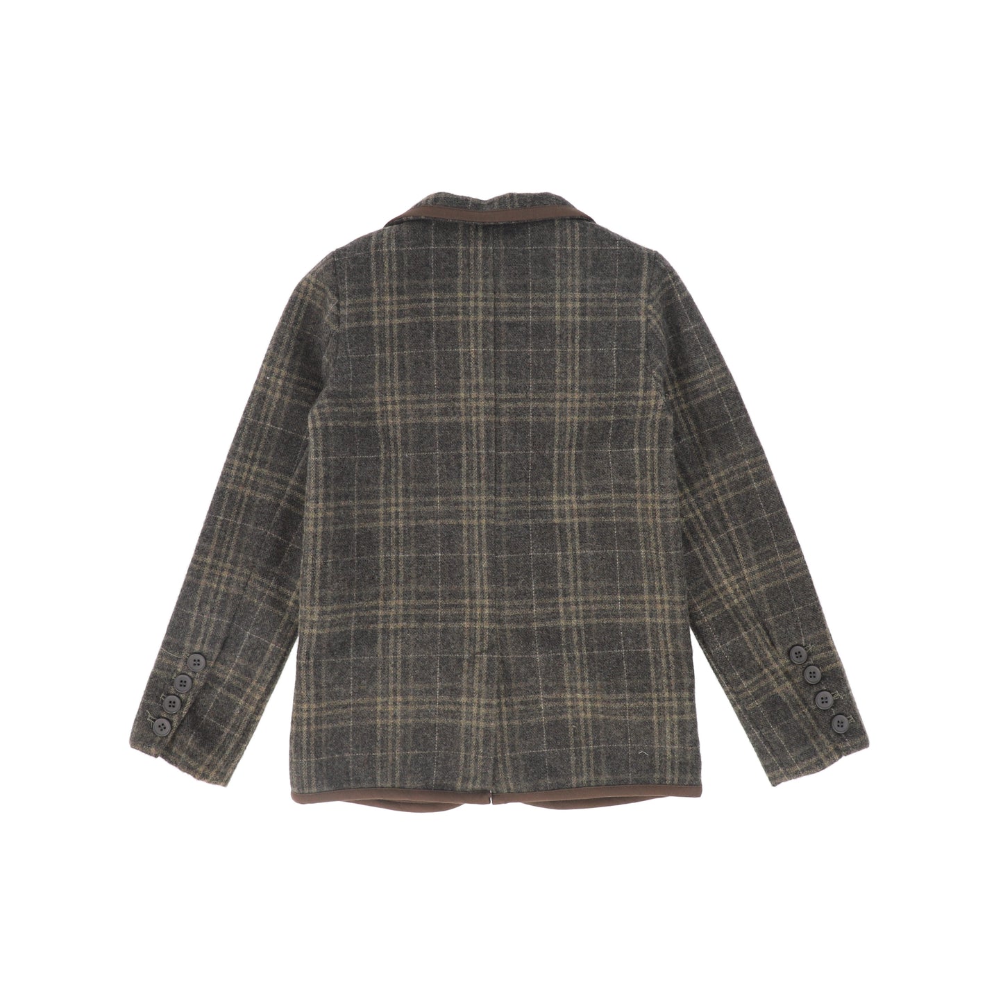 LE BOURDON OLIVE PLAID PRINT BLAZER