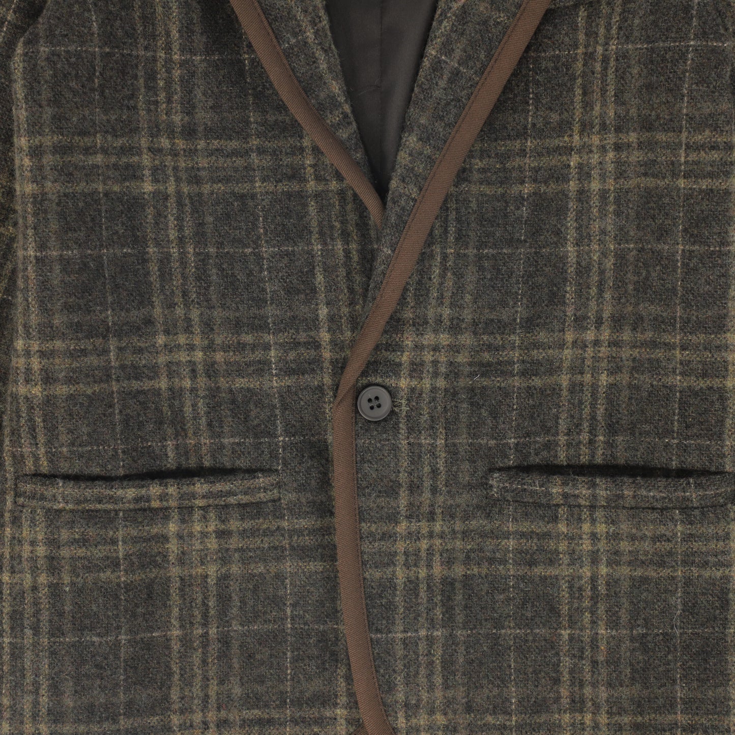 LE BOURDON OLIVE PLAID PRINT BLAZER
