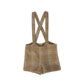 LE BOURDON CAMEL PLAID PRINT OVERALL